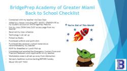 BACK TO SCHOOL CHECKLIST